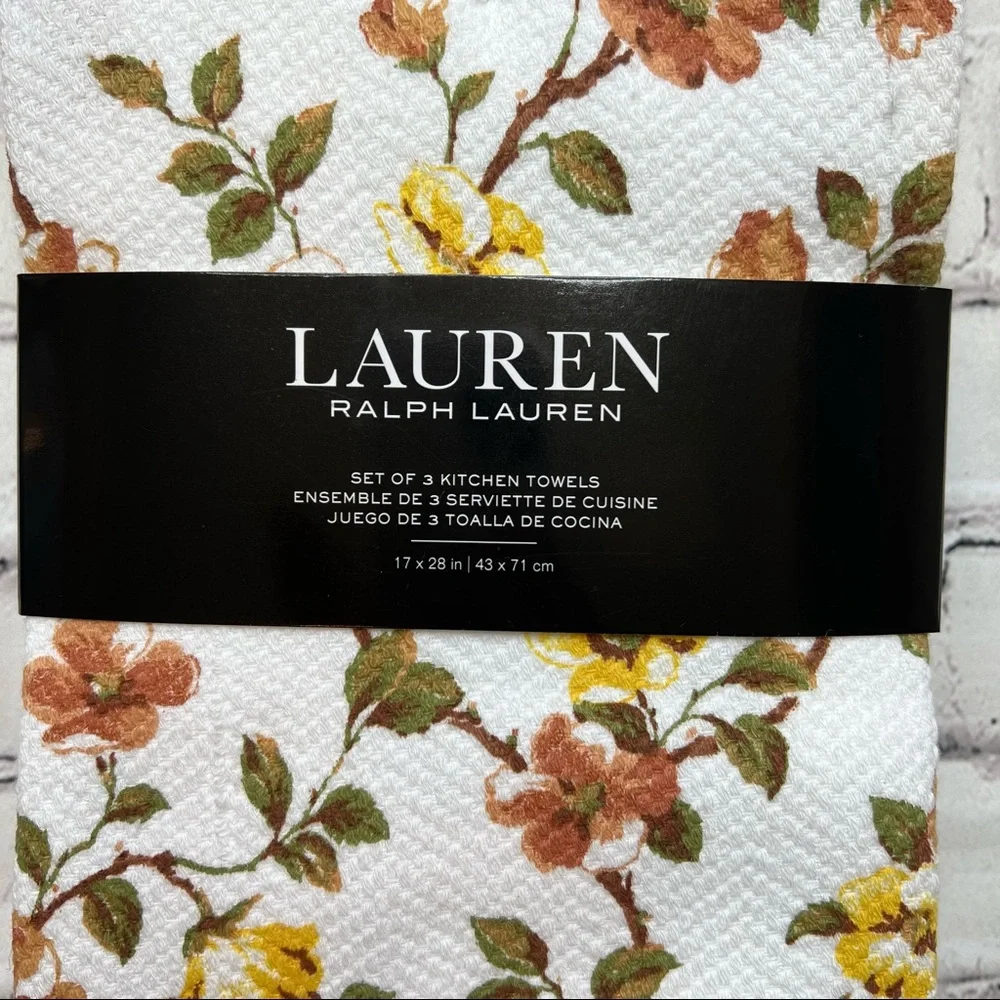 NWT Ralph Lauren Set of 3 Kitchen Towels Set